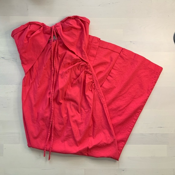 ZARA Halter Fuchsia Linen Cut Out Midi Dress - Picture 2 of 7